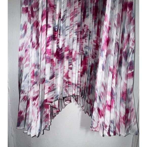 Halogen Womens Sleeveless Pleated Midi Dress M Pink & White Classy Church Brunch - Picture 15 of 15